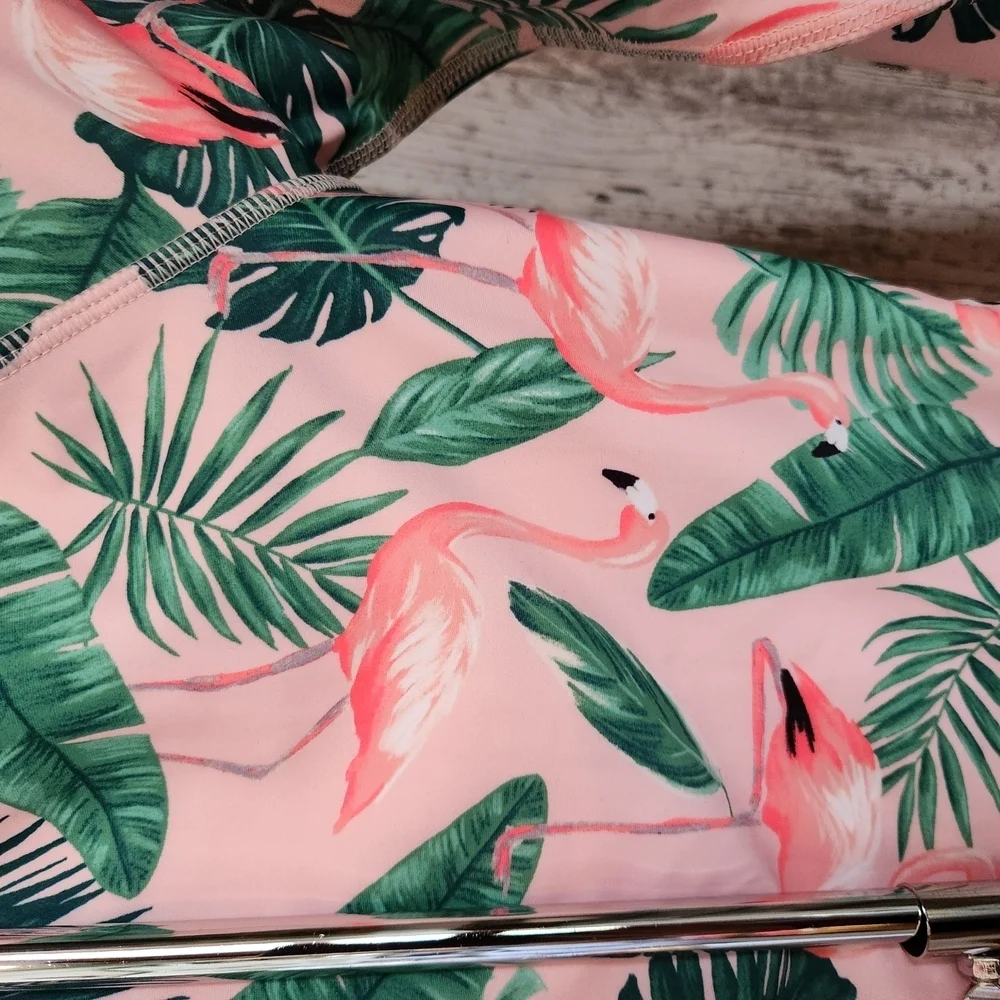 OLD NAVY Pink Flamingo & Leaf Print Swimsuit W/ Matching Towel NWT Big Girls XL